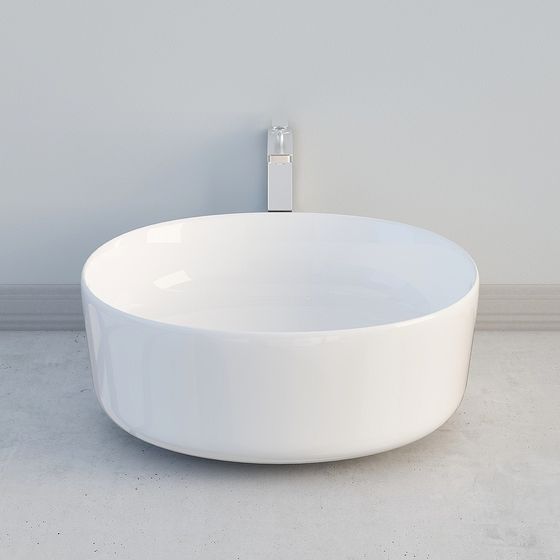Minimalist Round Basin 3D model for Interior Design