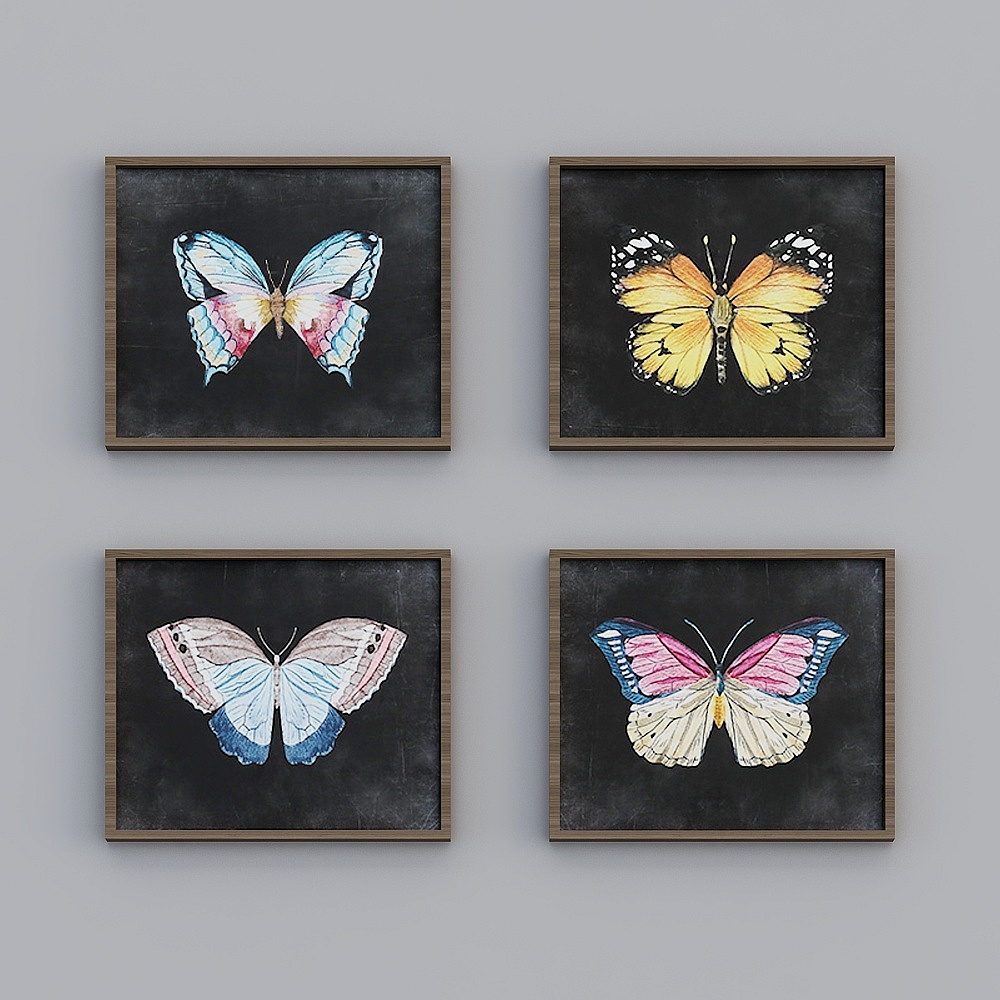 Youfan Art Animal pattern Butterfly Wall painting single four ha