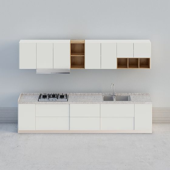 Modern Minimalist Kitchen 3D model Design
