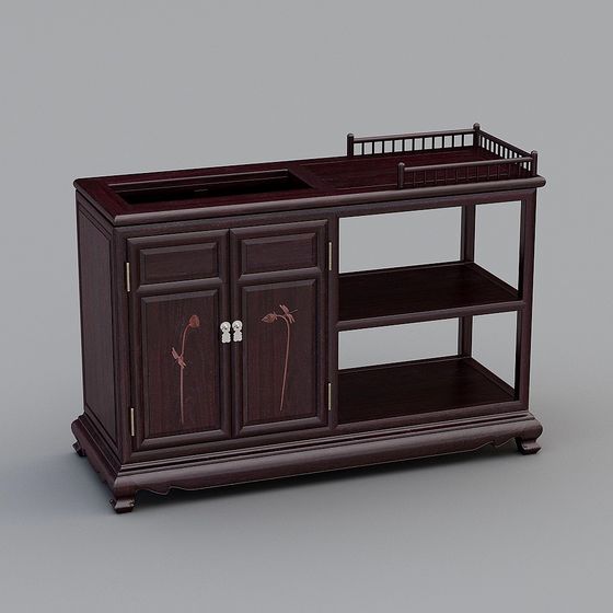 Classic Chinese Tea Cabinet 3D model for Interior Design