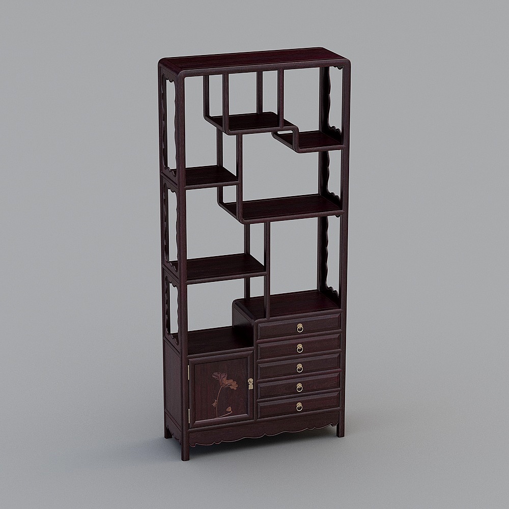 Elegant Chinese Bookshelf 3D model