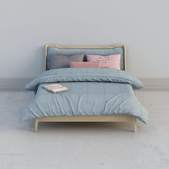 Elegant Low Poly Bed Frame 3D model