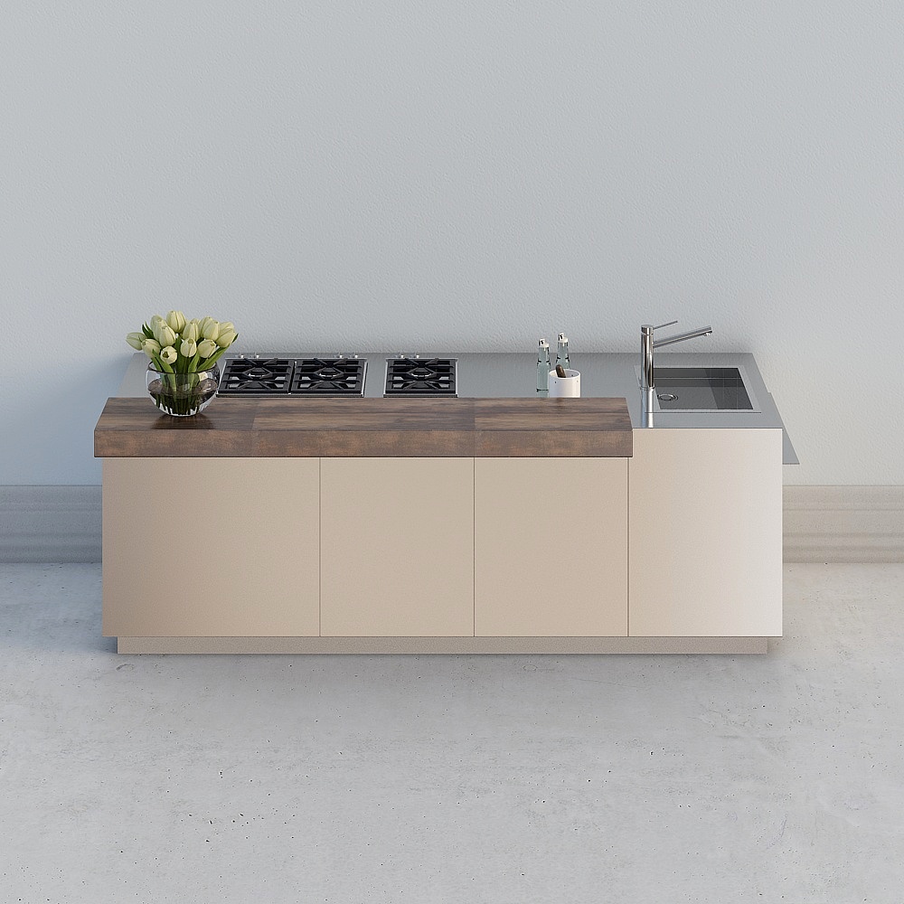 Stylish Low-Polygon Kitchen Island 3D model