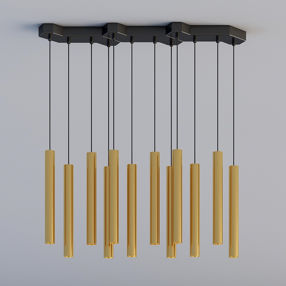 Golden Cascade Chandelier 3D model