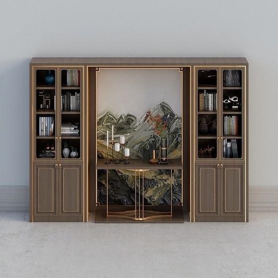 Elegant Library Showcase 3D model for Modern Interiors