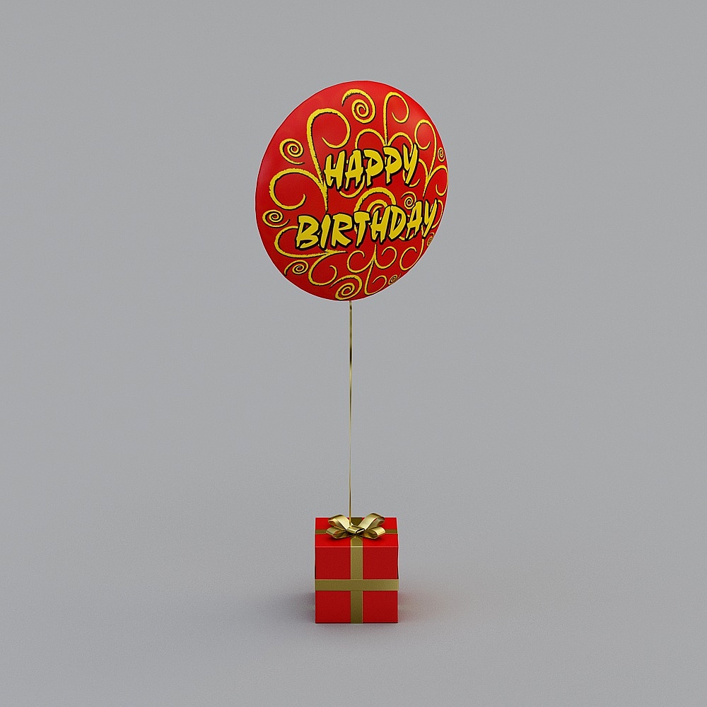 Happy Birthday Balloon Gift 3D model