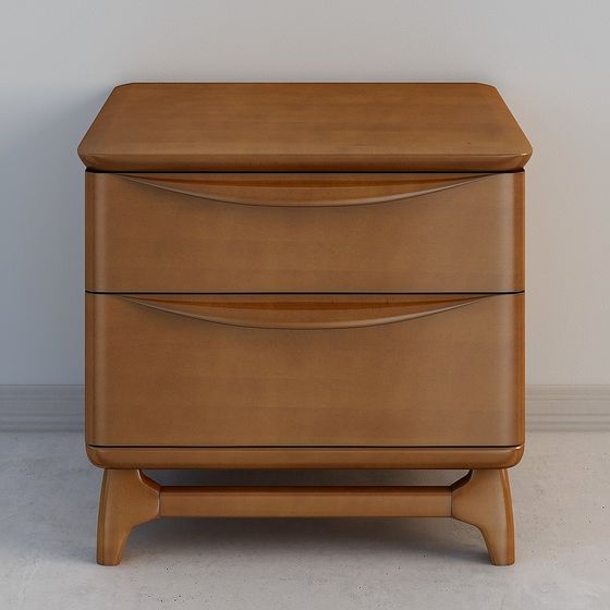 Elegant Low-Poly Bedside Cabinet 3D model