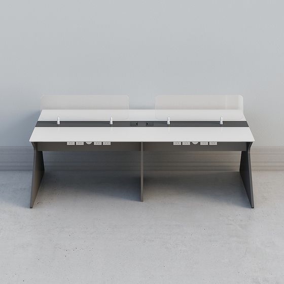 Sleek Dual Office Desk 3D model for Modern Spaces