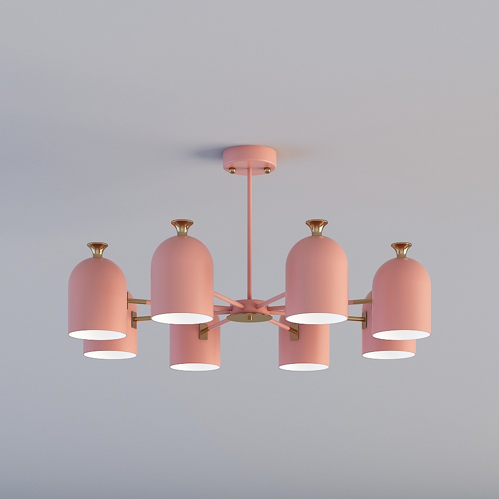 3D lights are all TY-Nordic Modern Minimalist Restaurant Bedroom Iron Macaroon Chandelier-88047-8-Pink