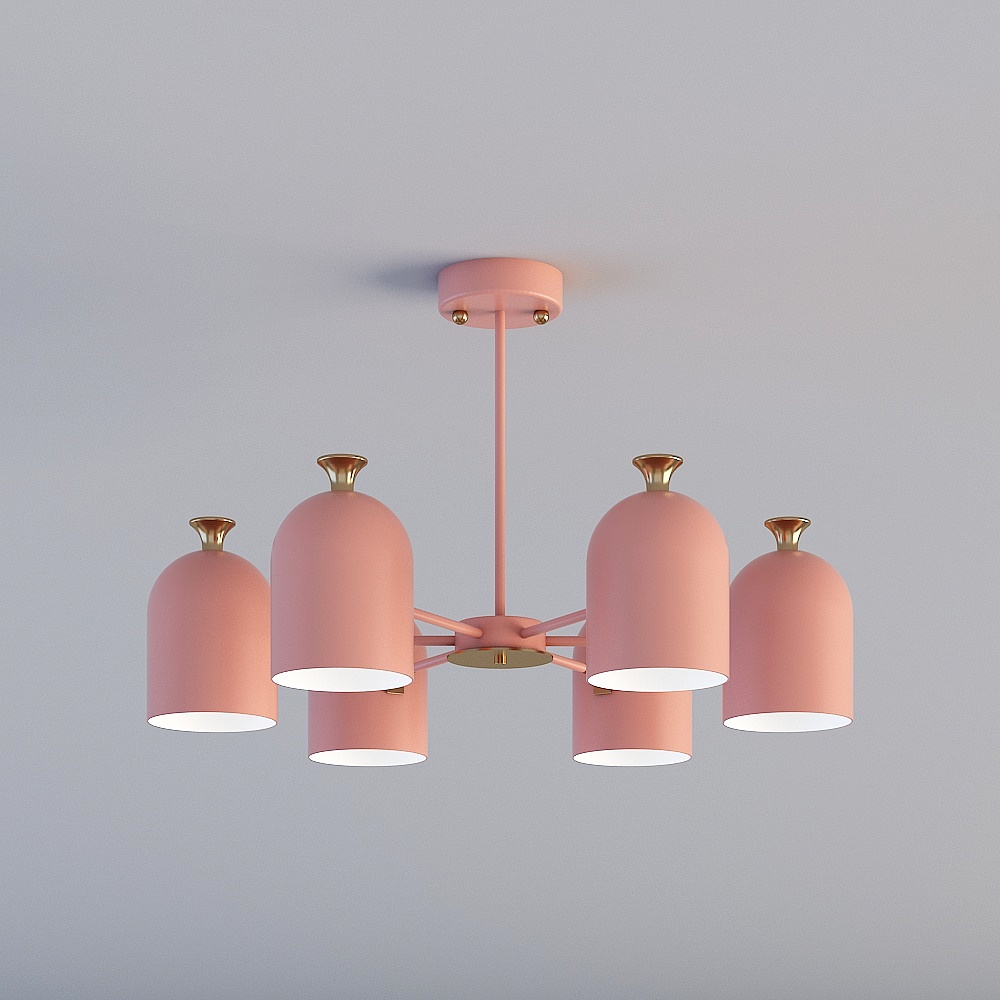 Illuminazione 3D TY- Lampadario minimalista nordico moderno in ferro Amaretto-88047-6-Rosa