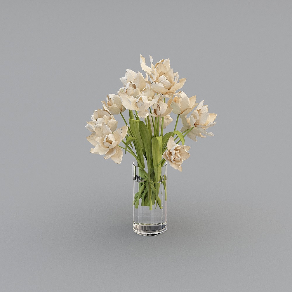 Small flesh flowers glass vase