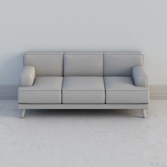 Modern Minimalist Gray Sofa 3D model