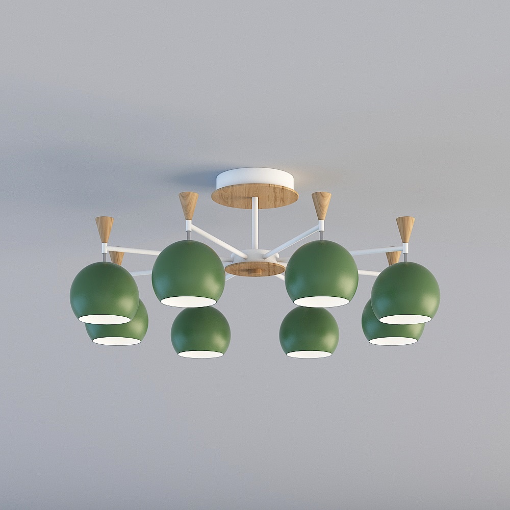 3D lights are all TY-Nordic Modern Minimalist Restaurant Bedroom Iron Macalon Chandelier-88042-8-Green
