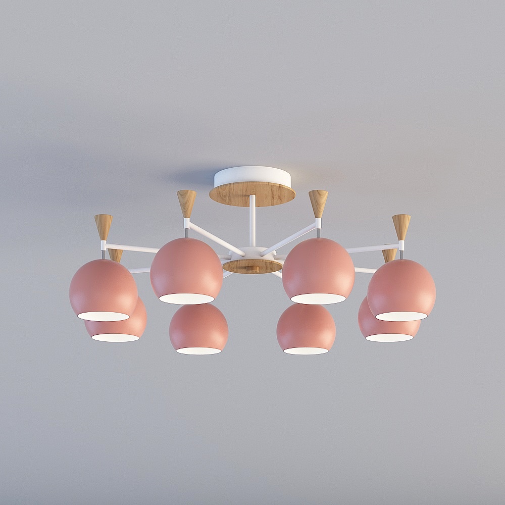 Lucernario 3D TY-Nordic Modern Minimalista Ristorante Camera Ferro Amaretto Lampadario-88042-8-Rosa