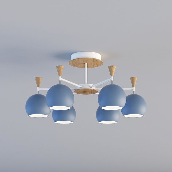 Nordic Minimalist Chandelier 3D Model in Earth Color