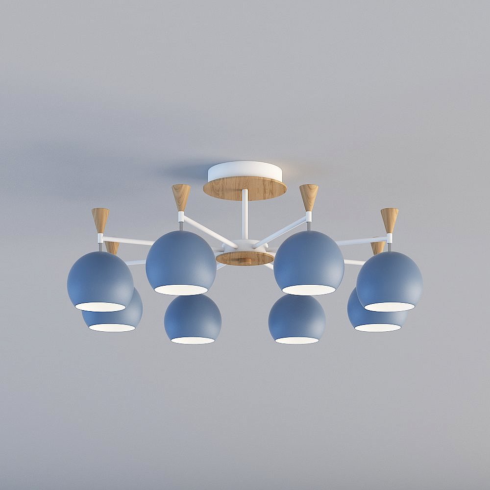 3D lights are all TY-Nordic Modern Minimalist Restaurant Bedroom Iron Macalon Chandelier-88042-8-Blue