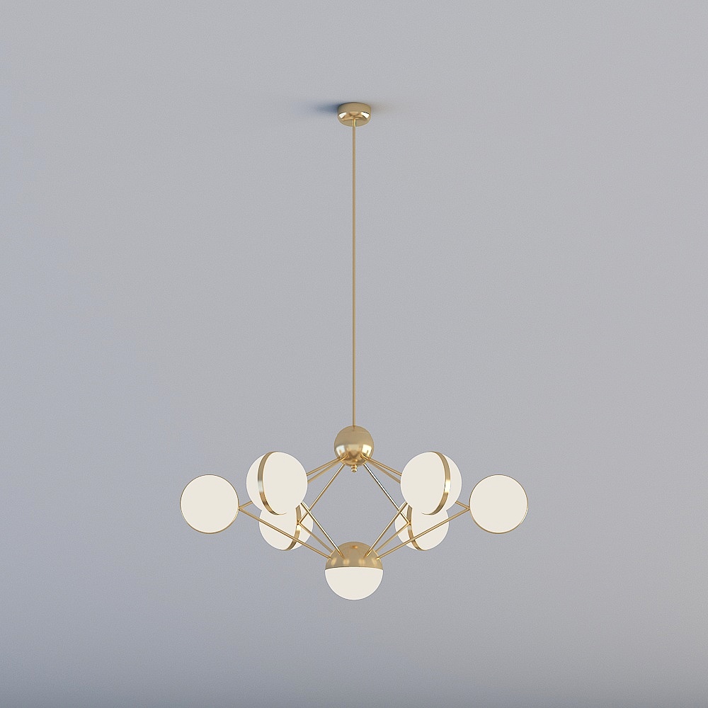 3D lights are all XLG - Postmodern Light Luxury Restaurant Bedroom Study Chandelier -N470-7-Gold