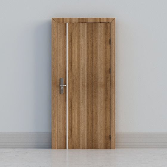 Stylish Low-Poly Wooden Door 3D Model