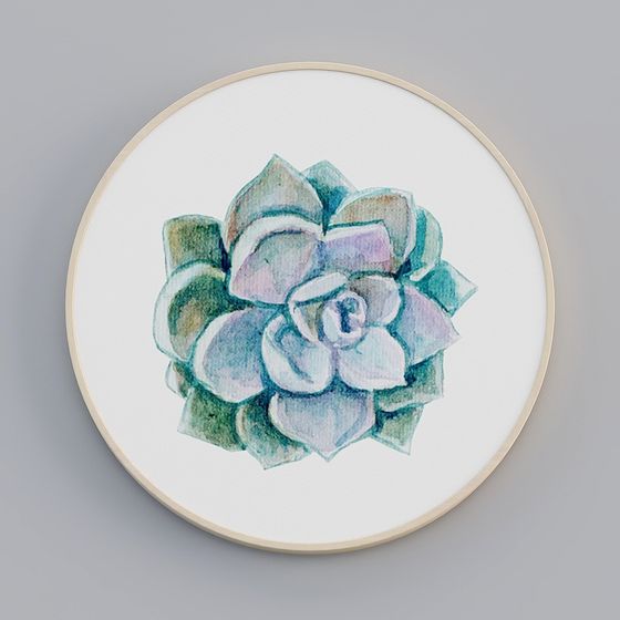 Watercolor Succulent 3D model for Creative Projects