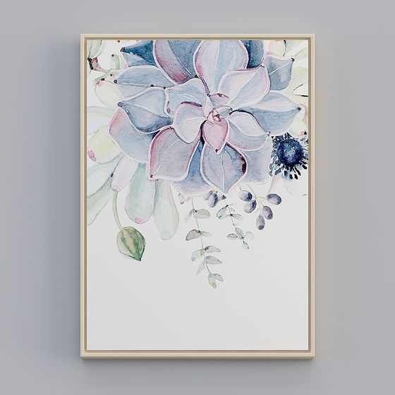 Watercolor Floral Low-Poly 3D Model