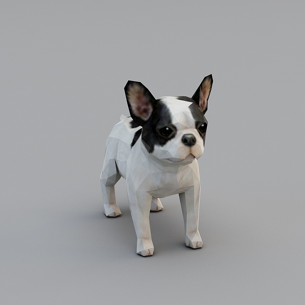 Low-Poly Bulldog 3D Model with Realistic Detailing