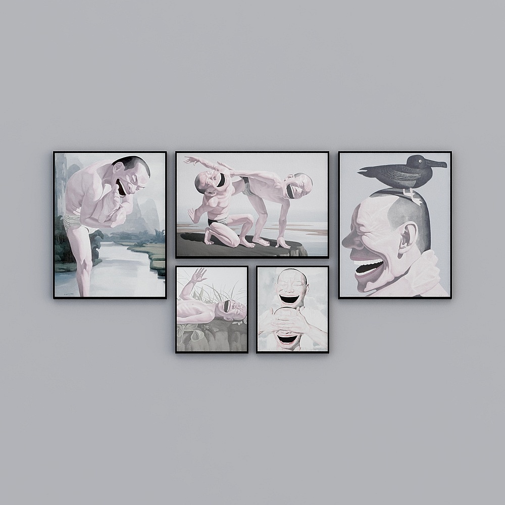 Big mouth laughing abstract figures decorative painting portfoli