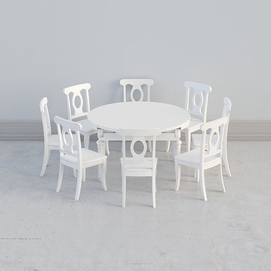 Elegant Low-Poly Dining Table Set 3D model