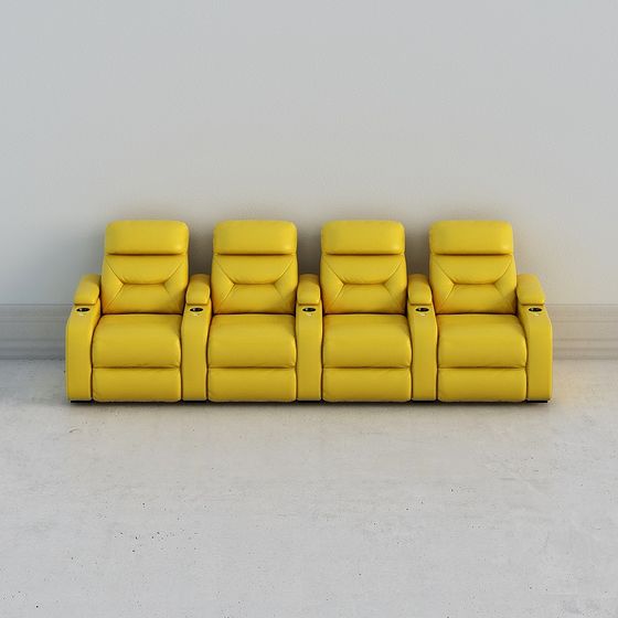 Bright Yellow Cinema Seating 3D model for Modern Spaces