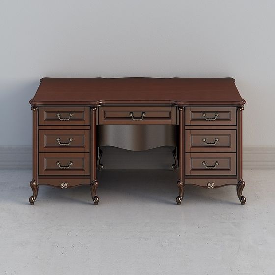 Elegant Vintage-Style Office Desk 3D model