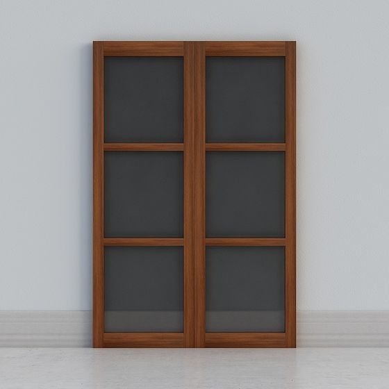 Elegant Glass Wood Frame Door 3D model