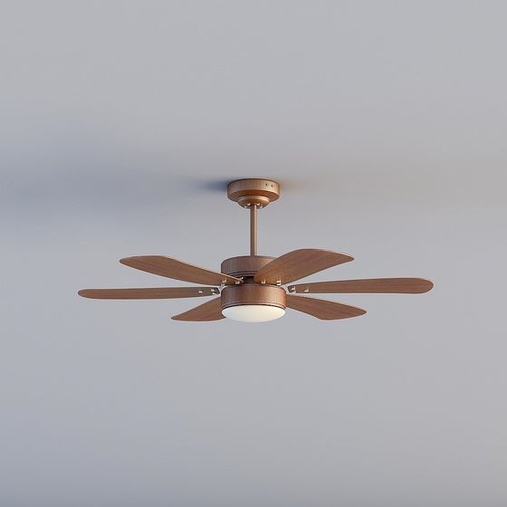 Elegant Low-Polygon Ceiling Fan 3D model