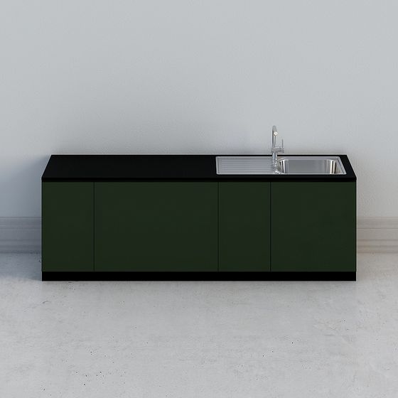 Chic Low-Polygon Kitchen Cabinet 3D model for Modern Spaces