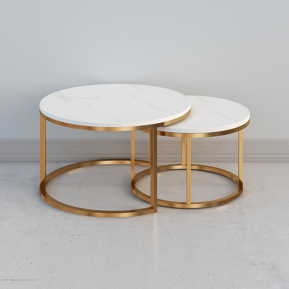 Tavolino rotondo in marmo nordico chiaro