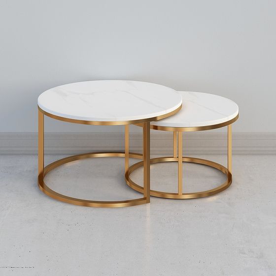 Tavolino rotondo in marmo nordico chiaro