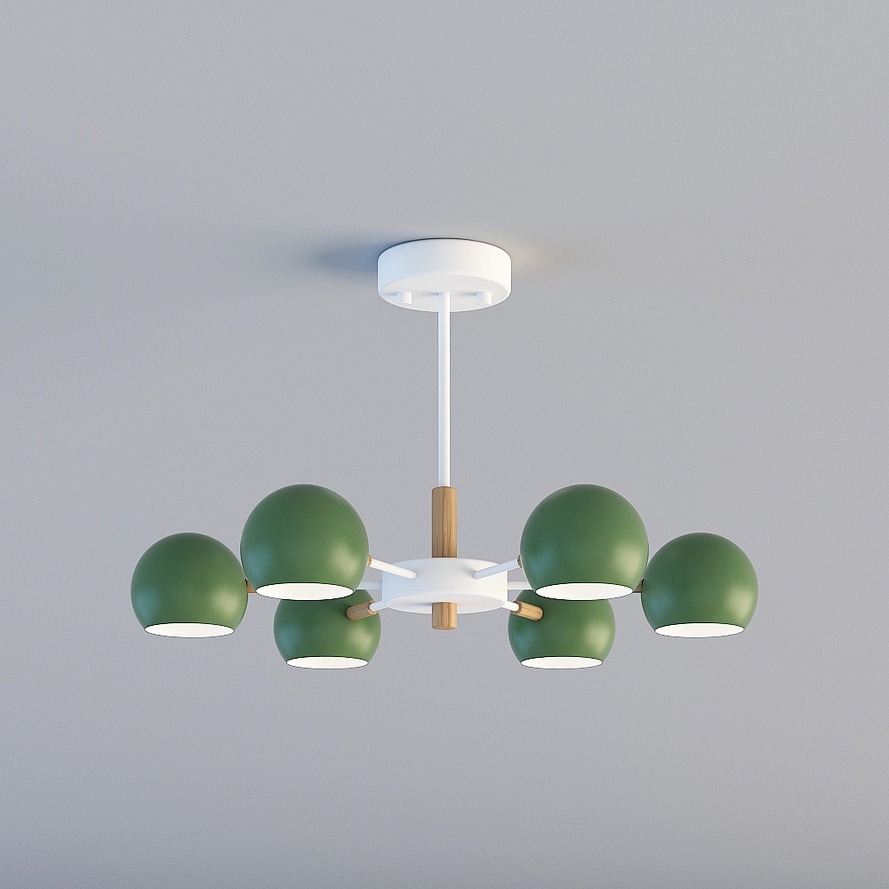 3D Lights All TY - Nordic Modern Minimalist Restaurant Bedroom Iron Macaron Chandelier - 88058-6 - Green