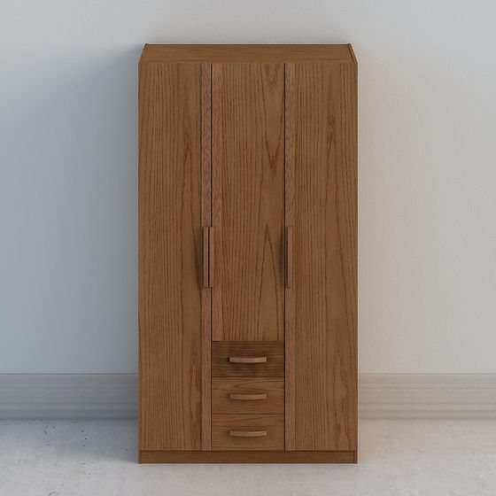 Elegant Low-Polygon Wardrobe 3D model for Modern Spaces