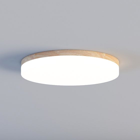 Elegant Round Wooden Frame Light 3D model