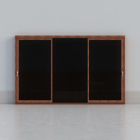 Wooden Sliding Cabinet 3D model for Modern Interiors