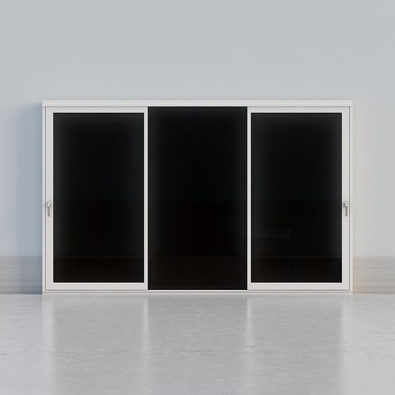 Elegant Glass Sliding Door 3D model for Interior Design