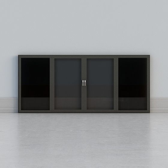 Sleek Glass Curtain Wall Door 3D model