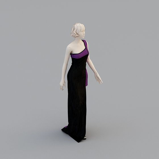 Elegant Fashion Evening Gown Model 3D design