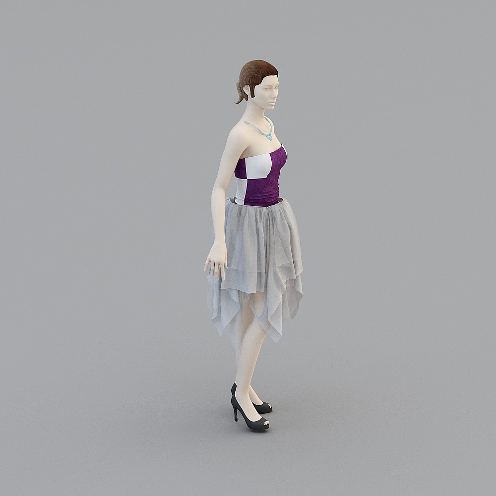 Chic Low-Poly Fashion Model 3D model
