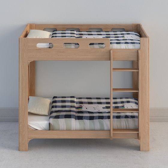 Stylish Low-Poly Bunk Bed 3D model