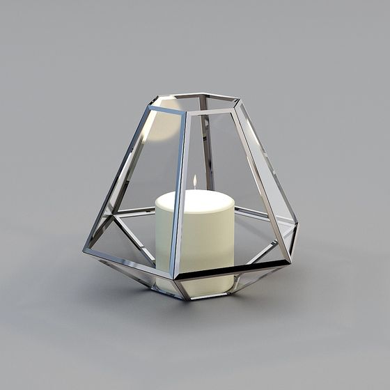 Stylish Geometric Candle Holder 3D model for Modern Spaces