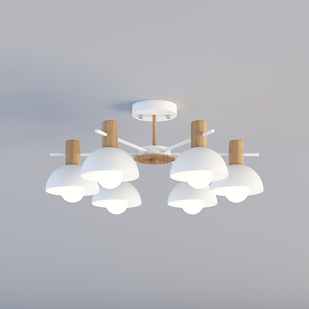 3D Lights - TY - Lampadario in ferro Macaron nordico moderno minimalista ristorante - 88036-6-Bianco