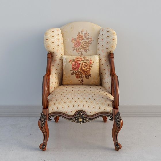 Elegant Vintage-Inspired Armchair 3D model