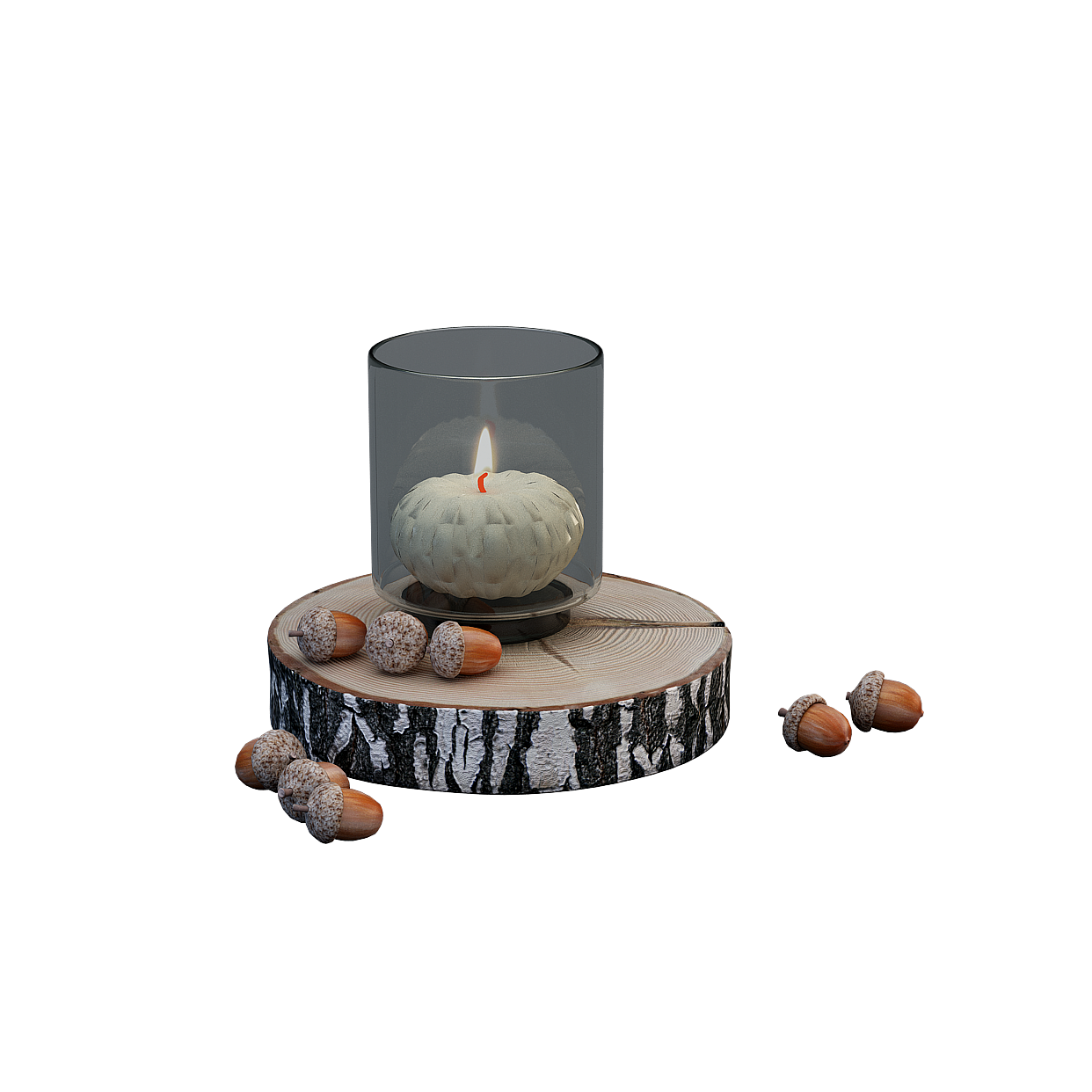 Wooden Stump Candle Holder 3D Model – Rustic Design