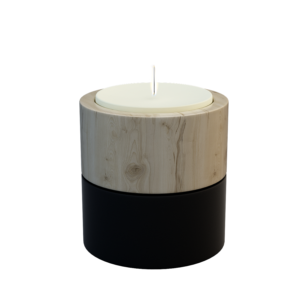 Artistic Low-Poly Candle Holder – Wood & Black Base