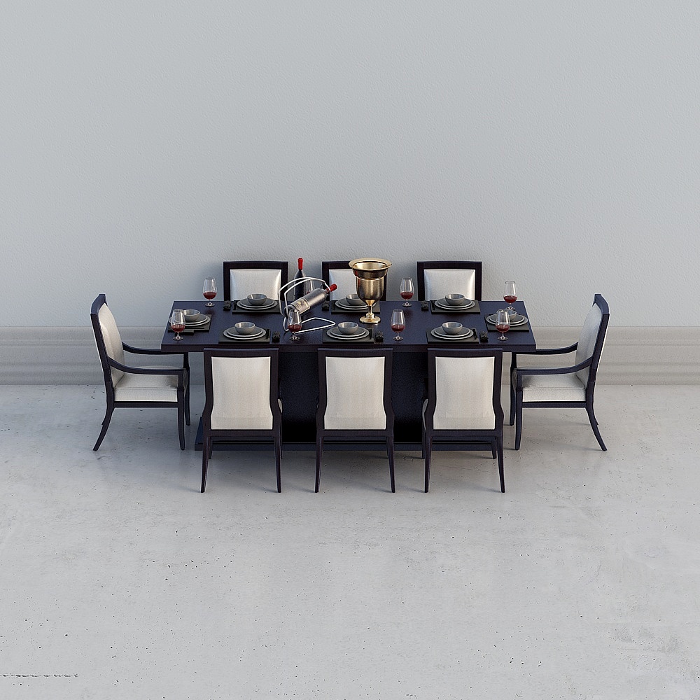 Chinese dining table chair 3D