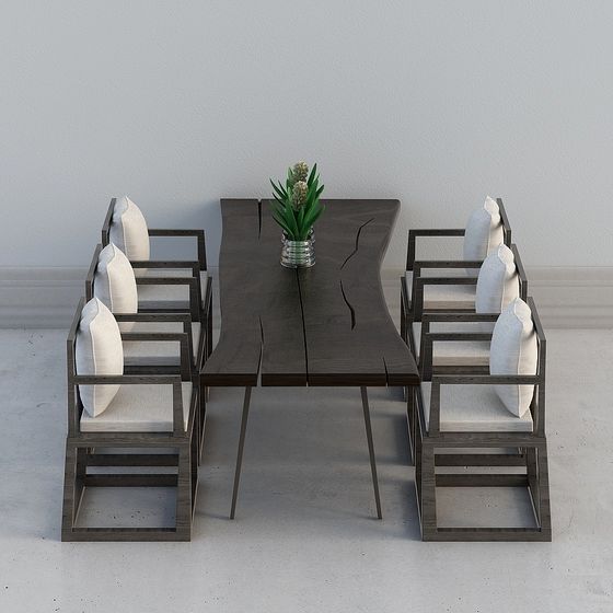 Cracked Dining Table and Chair Set 3D model